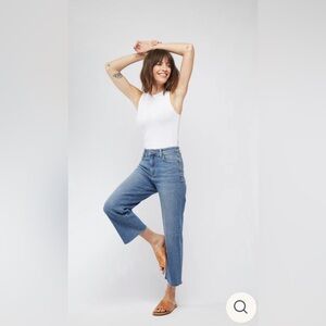 Oliver Logan LA Aberdeen Crop Wide Leg High Rise Jeans in Vintage Worn 26